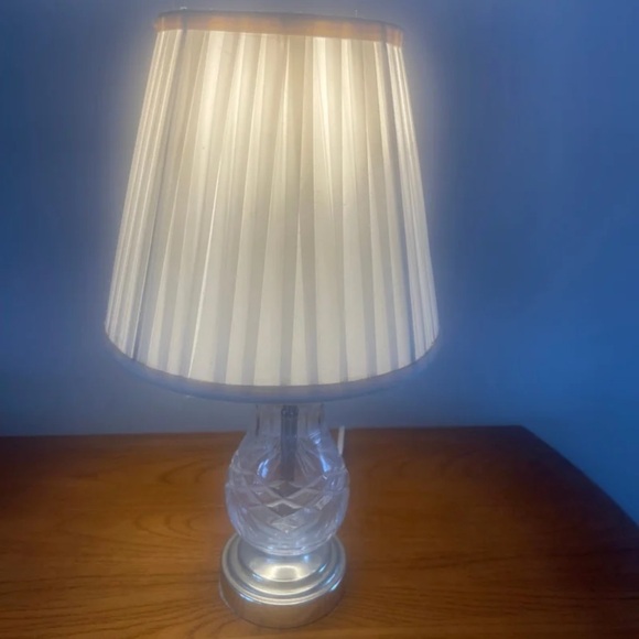 Crystal Table Lamp with Pleated Shade - Picture 1 of 2
